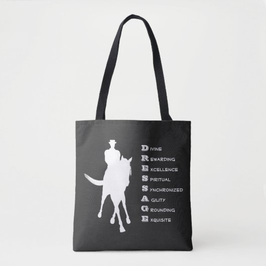 ドレスセージは馬とライダーのシルエット暗い トートバッグ (正面)