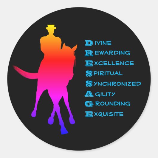 ドレスセージは馬とライダーの虹である ラウンドシール (正面)