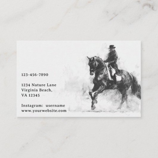 ドレスセージプロフェッショナルブラック&ホワイトホーススケッチ 名刺 (裏面)