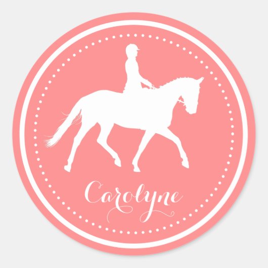 ドレスセージホースアンドガール名前をカスタムするシール ラウンドシール (正面)