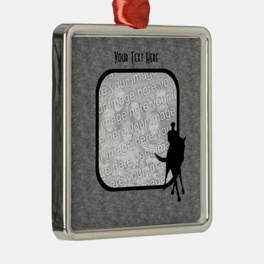 ドレスセージ馬とライダーあなたの写真 メタルオーナメント (右)