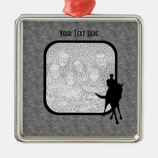 ドレスセージ馬とライダーあなたの写真 メタルオーナメント (正面)