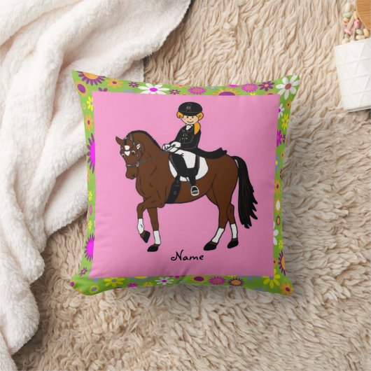 ドレスセージ馬とライダーの装パーソナライズされた置 クッション (ブランケット)