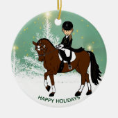 ドレスセージ馬ライダークリスマスの飾りパーソナライズされた付け セラミックオーナメント (正面)