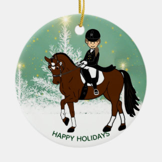 ドレスセージ馬ライダークリスマスの飾りパーソナライズされた付け セラミックオーナメント