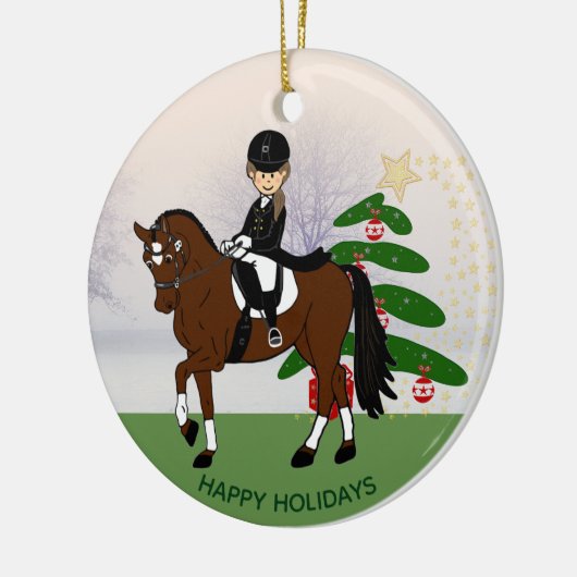 ドレスセージ馬ライダー独自の写真を追加クリスマスの装飾 セラミックオーナメント (左)