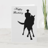 ドレスセージ馬及びライダーシルエット誕生日カード カード (正面)