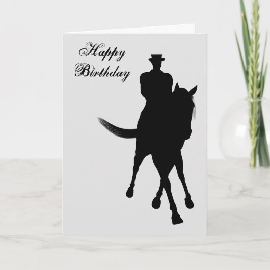 ドレスセージ馬及びライダーシルエット誕生日カード カード (正面)