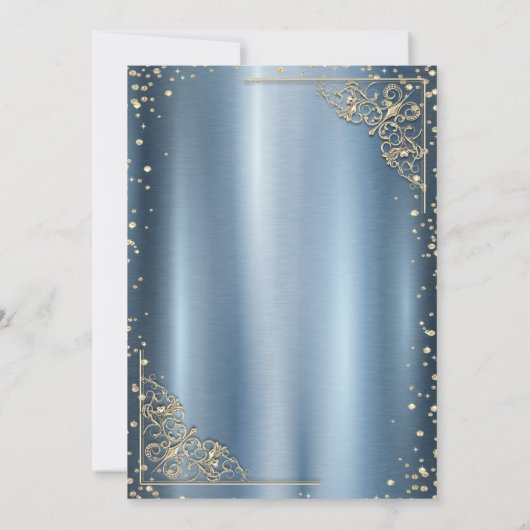 ドレスティアラ、ダイアモンズブルーメタリックRSVP 招待状 (裏面)