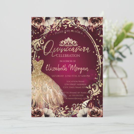 ドレスティアラ、フレームフラワーブルガンディキンセアニラ 招待状 (スタンド正面)