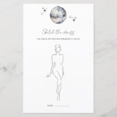 ドレスディスコボールブライダルシャワーゲームのスケッチ (正面)