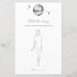 ドレスディスコボールブライダルシャワーゲームのスケッチ