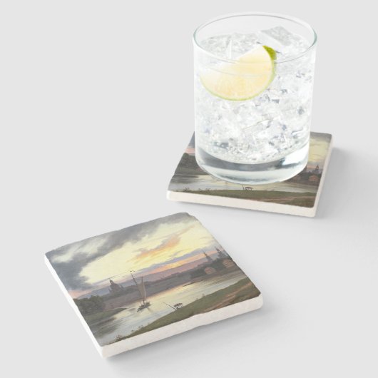 ドレスデンの夕暮れ（ドイツの風景） ストーンコースター (横)