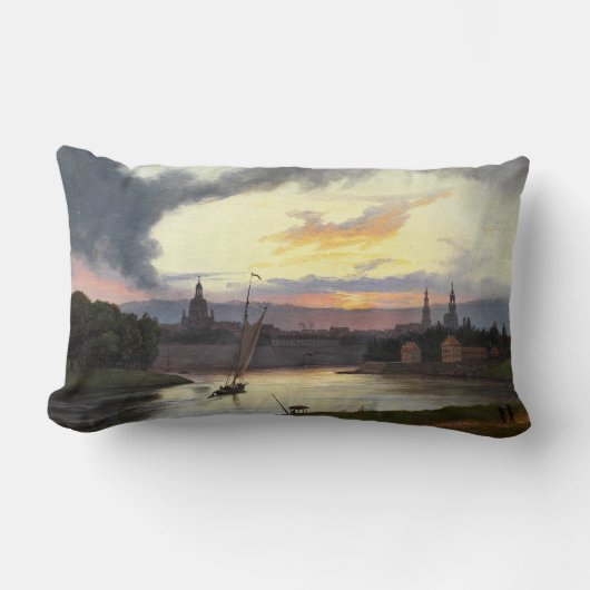 ドレスデンの夕暮れ(ドイツの風景) ランバークッション (正面)