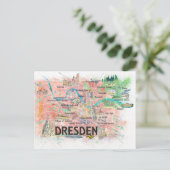 ドレスデンザクセン図解入りの、写真付きのドイツの地図 ポストカード (スタンド正面)