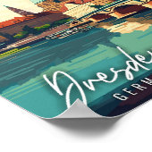 ドレスデンドイツヴィンテージ旅行イラストレーション ポスター (角)