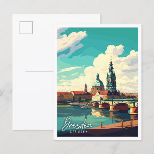 ドレスデンドイツヴィンテージ旅行イラストレーション ポストカード
