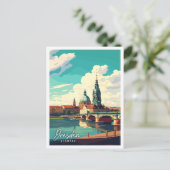 ドレスデンドイツヴィンテージ旅行イラストレーション ポストカード (スタンド正面)