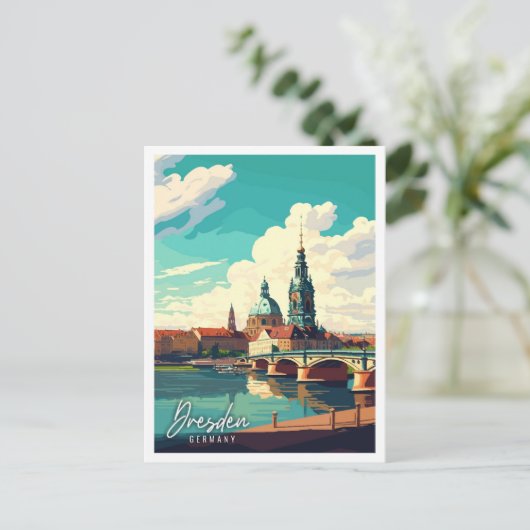ドレスデンドイツヴィンテージ旅行イラストレーション ポストカード (スタンド正面)