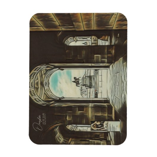 ドレスデンドイツ馬のカスタマイズ可能な日付 マグネット (縦)