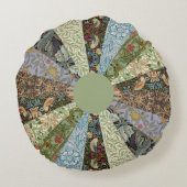 ドレスデンプレートパッチワークキルトウィリアムモリスグリーン ラウンドクッション (裏面)
