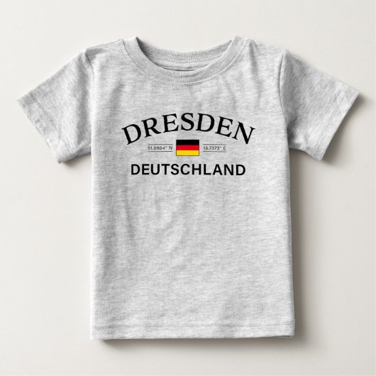 ドレスデン ドイツ 座標 ドイツ語 ベビーTシャツ (正面)