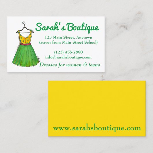 ドレスハンガーワードローブアパレルショッピングブティック 名刺 (正面/裏面)