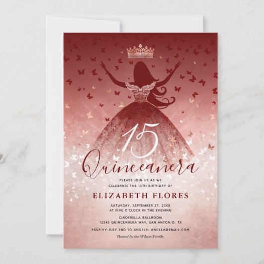 ドレスバエレガントルガンディバラ金ゴールドピンクキンセアニェラ 招待状 (正面)