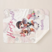 ドレスパーソナライズされたセージライダーホースガール シェルパブランケット (正面(横))