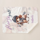 ドレスパーソナライズされたセージライダーホースガール シェルパブランケット (正面(横))