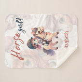 ドレスパーソナライズされたセージライダーホースガール シェルパブランケット (正面(横))