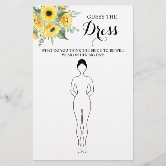 ドレスヒマワリブライダルシャワーゲームカード チラシ (正面)