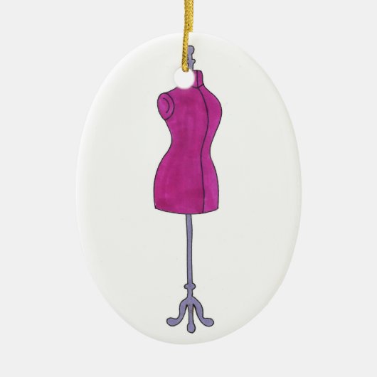 ドレスフォームマネキン裁縫ファッション衣装デザイン セラミックオーナメント (正面)