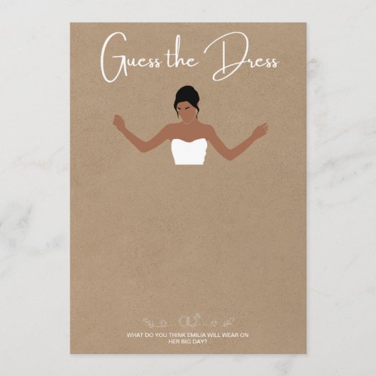 ドレスブライダルシャワーのゲームカードを推測 招待状 (正面)