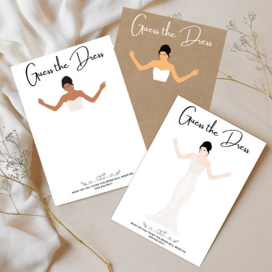ドレスブライダルシャワーのゲームカードを推測 招待状