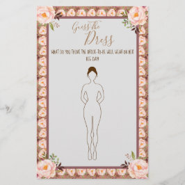 ドレスブライダルシャワーのゲームカード チラシ