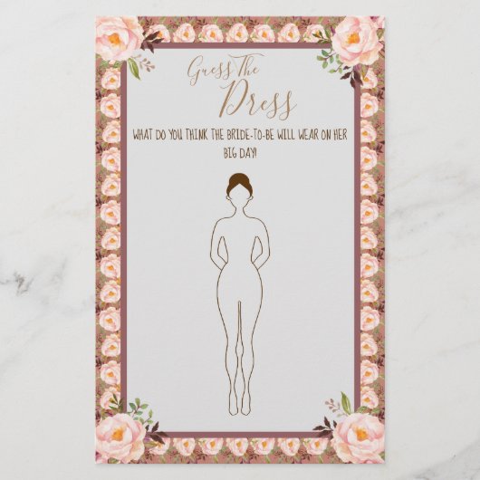 ドレスブライダルシャワーのゲームカード チラシ (正面)