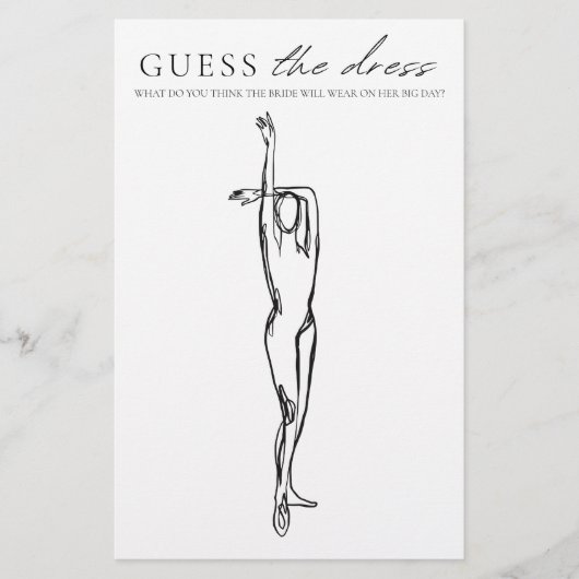 ドレスブライダルシャワーゲームのミニマルな人を推測 チラシ (正面)