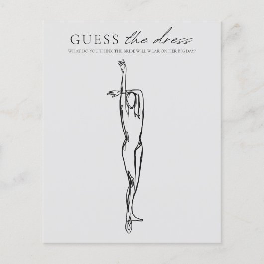 ドレスブライダルシャワーゲームのミニマルな人を推測 チラシ (正面)