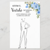 ドレスブライダルシャワーバイリンガルゲームカードを推測 チラシ (裏面)