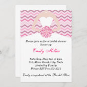 ドレスブライダルシャワー招待状シェブロンピンクパープル 招待状 (正面/裏面)