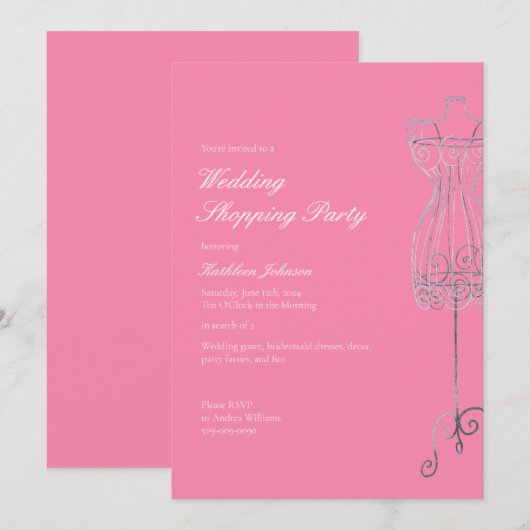 ドレスブリデスメイドにYesを言うショッピングパーティー 招待状 (正面/裏面)