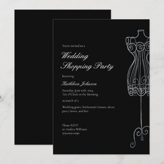 ドレスブリデスメイドにYesを言うショッピングパーティー 招待状 (正面/裏面)