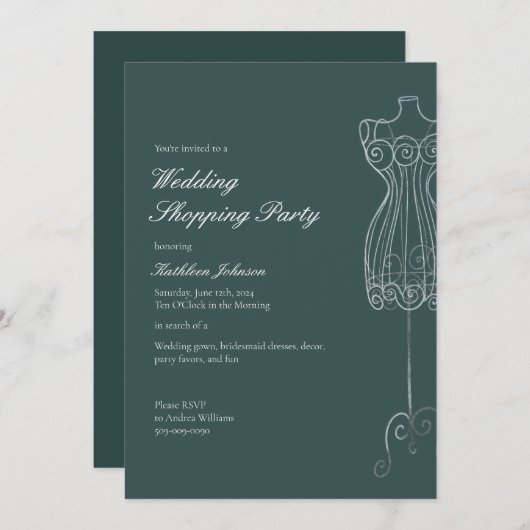 ドレスブリデスメイドにYesを言うショッピングパーティー 招待状 (正面/裏面)