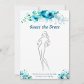 ドレスブルーのブライダルシャワーゲームカードを推測 招待状 (正面)