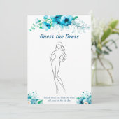 ドレスブルーのブライダルシャワーゲームカードを推測 招待状 (スタンド正面)