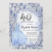 ドレスブルースノーフレーク冬40th誕生日 招待状 (正面/裏面)