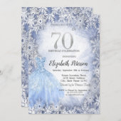 ドレスブルースノーフレーク冬70誕生日 招待状 (正面/裏面)