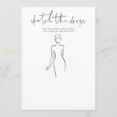 ドレスプリント可能なブライダルシャワーゲームカードのスケッチ 招待状 (正面)
