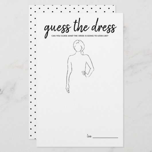 ドレスミニマルブライダルシャワーゲーム (正面/裏面)